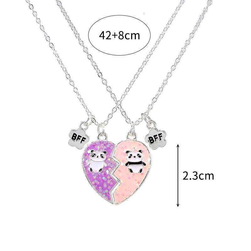 Qpeach k Heart Unicorn Bear Cat Pendant Best Friend Girl BFF Necklace of 2 for Besties Friendship Jewelry Gifts