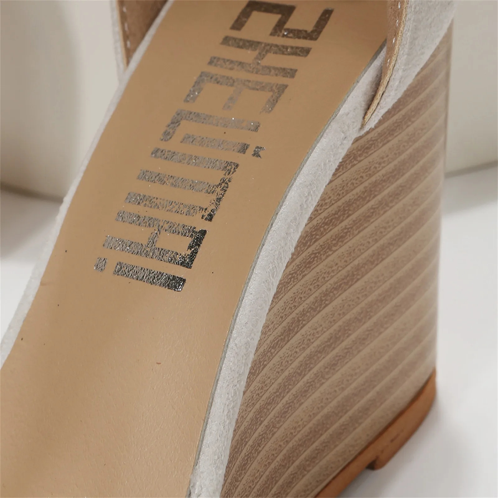Fashion Women High Heel Sandals Closed Toe Solid Suede Pointed Wedge Heel Shoes Thick Bottom Buckle Sandals Female Footwear Sandals 250228
