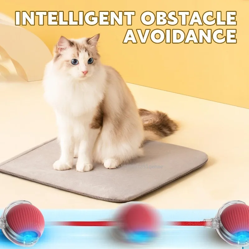 Rechargeable Cat Rolling Ball Cat Self-play Toys Flash Glitter Interactive Pet Toy Jumping Ball with Rope Pet Product Supplies