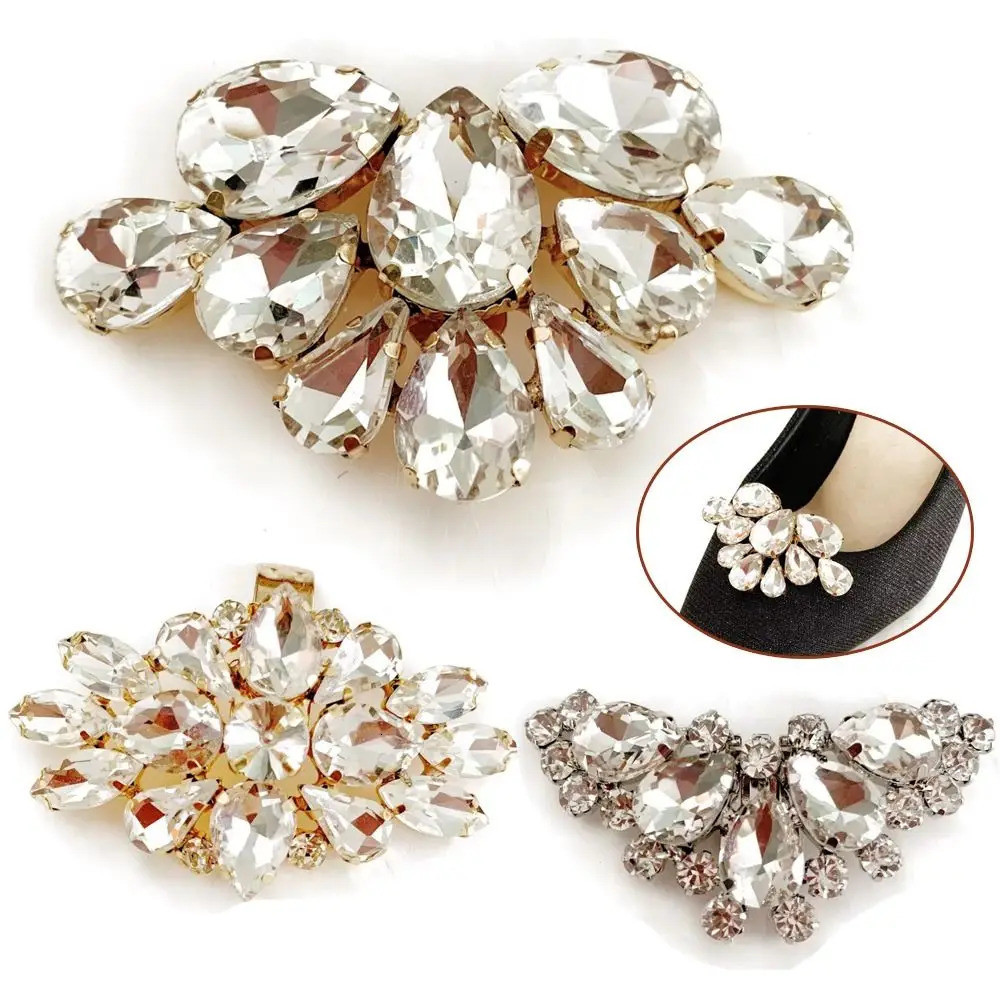 1 bridal shoe decoration clip accessory Rhine stone high heel charm buckle detachable wedding metal clip 250218