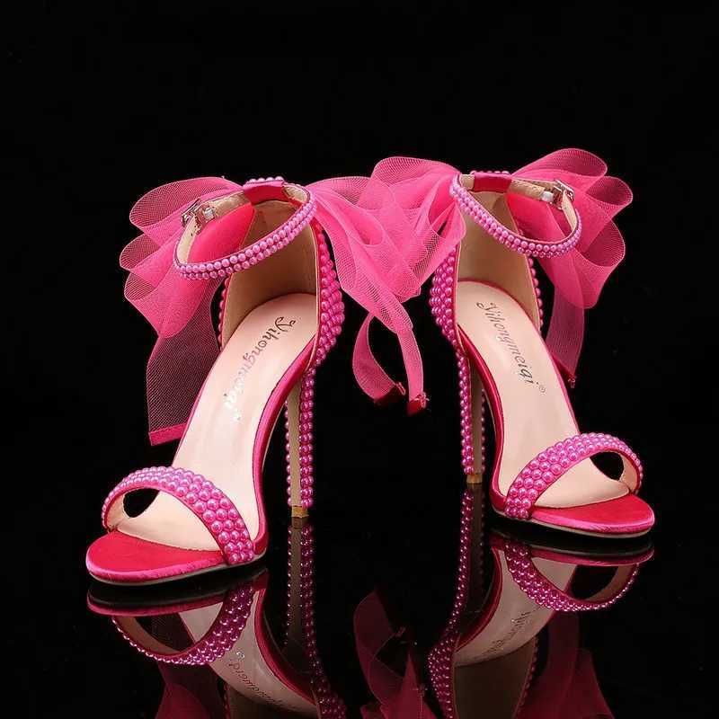 2025 New Fish Mouth High Heels Shallow Mouth Rhine Pearl Sandals Womens Wedding Bride ShoeXJ2500305