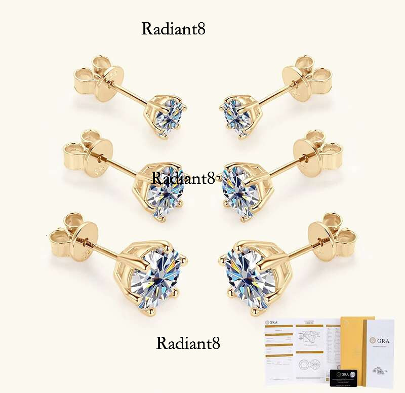 2 GRA Certificates Moissanite Studs Earrings Pass Dia tester Pen For Men Women Sier Plated Wedding Gemstone