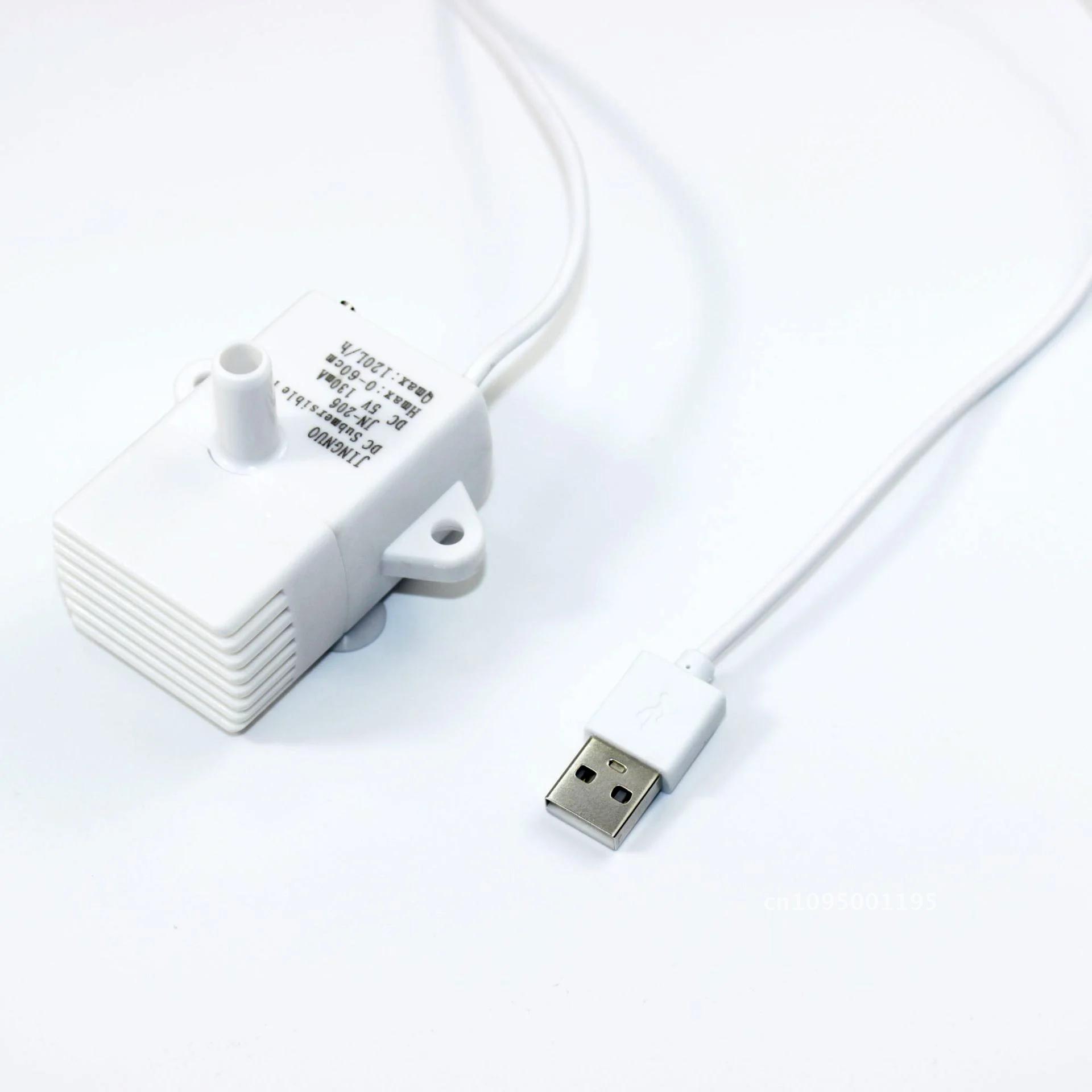 JN-206 DC/USB Water Pump 5V 120L/h Submersible Mini Pump Fish LED Fountain Tank Light Off Drinkers Automatic Pet Brushless Cat