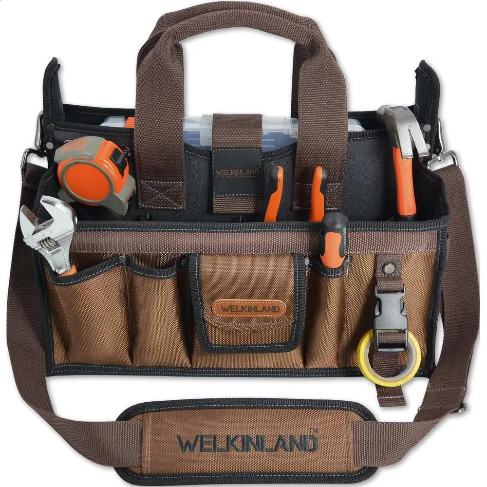 Ship from US Tool Tote Bag 20 Pockets HVAC Tech Electrician ClearBox Organizer HeavyDuty LargeOpening BrightInterior Ballistic 1680D 250305FBB