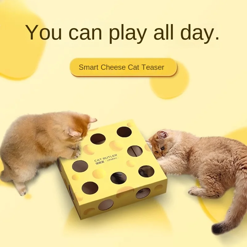 Pet Items Cheese Box Toy Cat Toy Self-pleasure and Boredom Relief Electric Cat Tease Stick Whack-a-mole Interactive Cat Toys