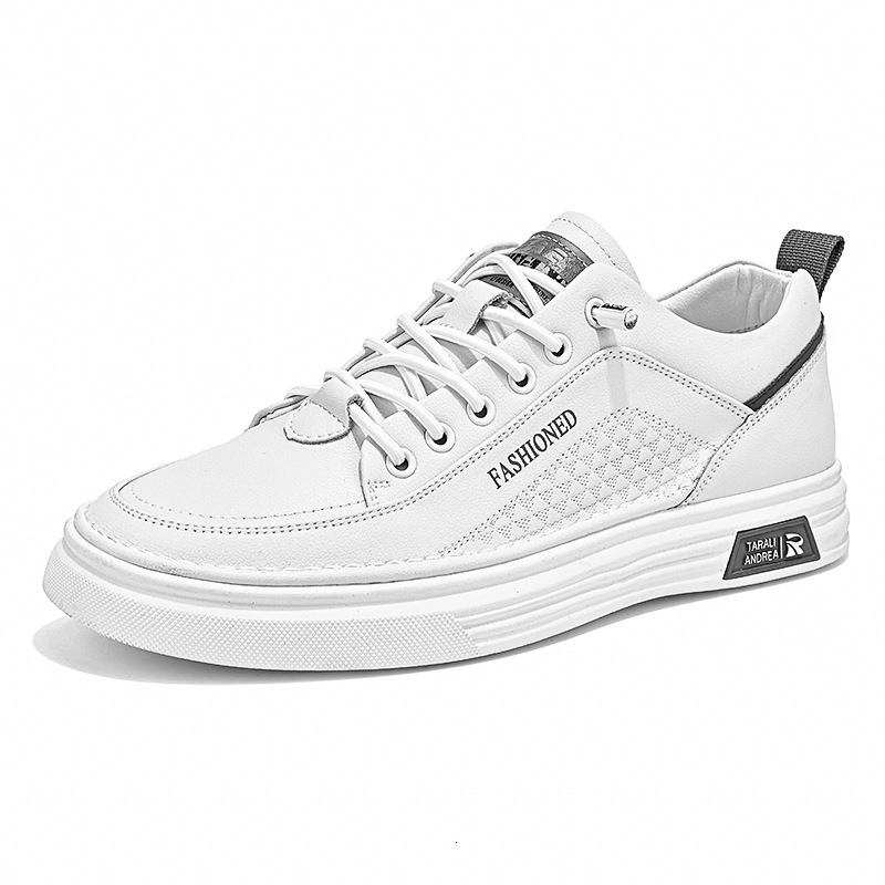 Men's Single Foot Men's Casual 2025 New Spring Collection Flat Shoes Anti slip Waterproof White Leather Shoes Designer Trendy Casual Shoes