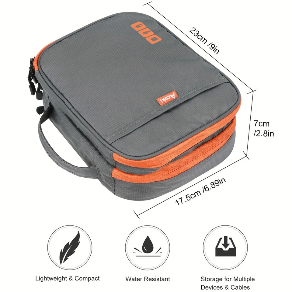 Ship from US Double layered electronic accessory organizer multifunctional USB cable bag and digital small tool zipper 250305FBB