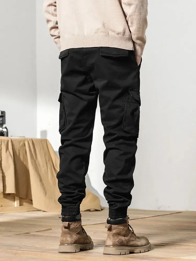 2023 MultiPockets Winter Cargo Pants Men Fleece Liner Thick Warm Slim Fit Joggers Streetwear Casual Cotton Thermal Trousers 250304