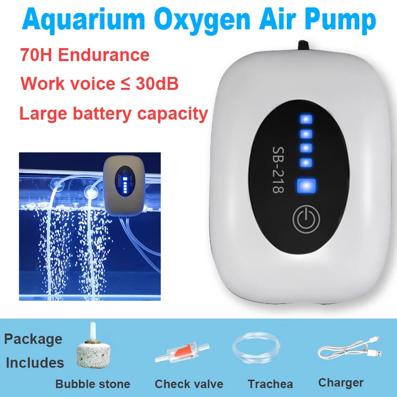 USB Charging Aquarium Oxygen Air Pump Compressor Fish Tank Portable Exhaust Silent Oxygenator Indoor Outdoor Fishing