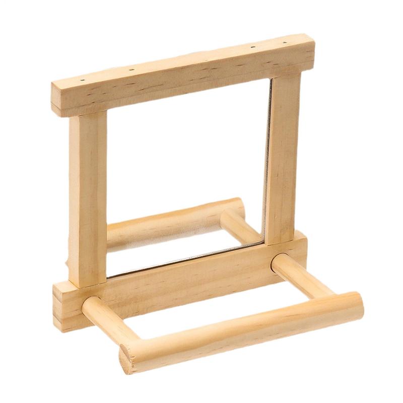 Bird Mirror Perch Paw Grinding Pole For Birds Natural Wood Parrot Cage Pole For Parakeets Cockatiels Lovebirds Standing Branch