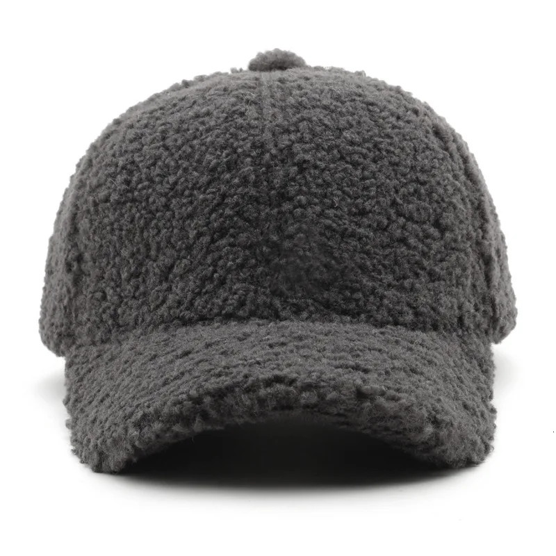 Autumn Winter Baseball Cap Women Artificial Lamb Wool Hats Keep Warm Plush Caps Spring Solid Sunshade 250228