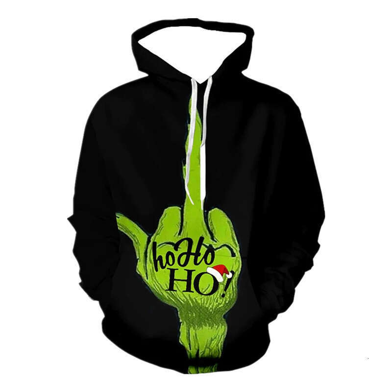 Men's street clothing Santa Claus 3D printed hoodie with looped fabric