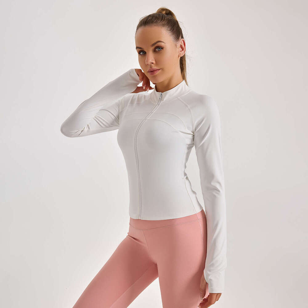 Zone Large Zipper Coat Elastic Tight Sports Top European Slim Fit Yoga Dress For Women KLMY