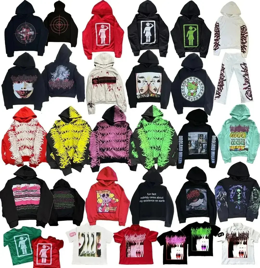 Harajuku Vintage Hoodie Plus Size Gothic Streetwear Top Trash Hoodie Ladies Couple 2000s Sweatshirt Gothic Y2k Clothes 250304