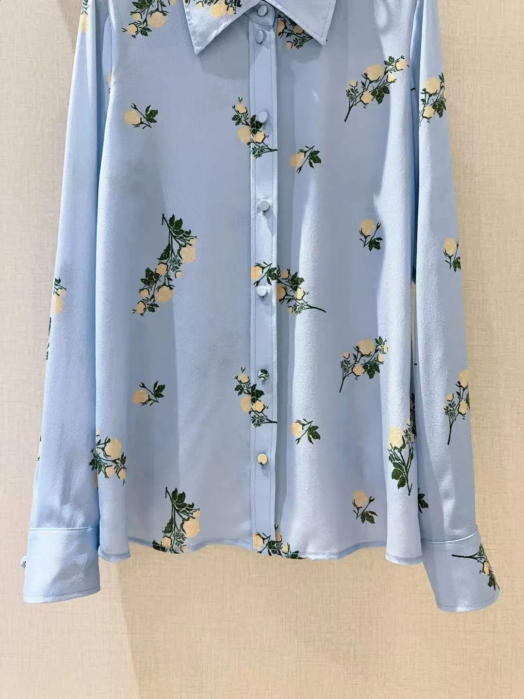 womens early spring style lapel long sleeved shirt 250304