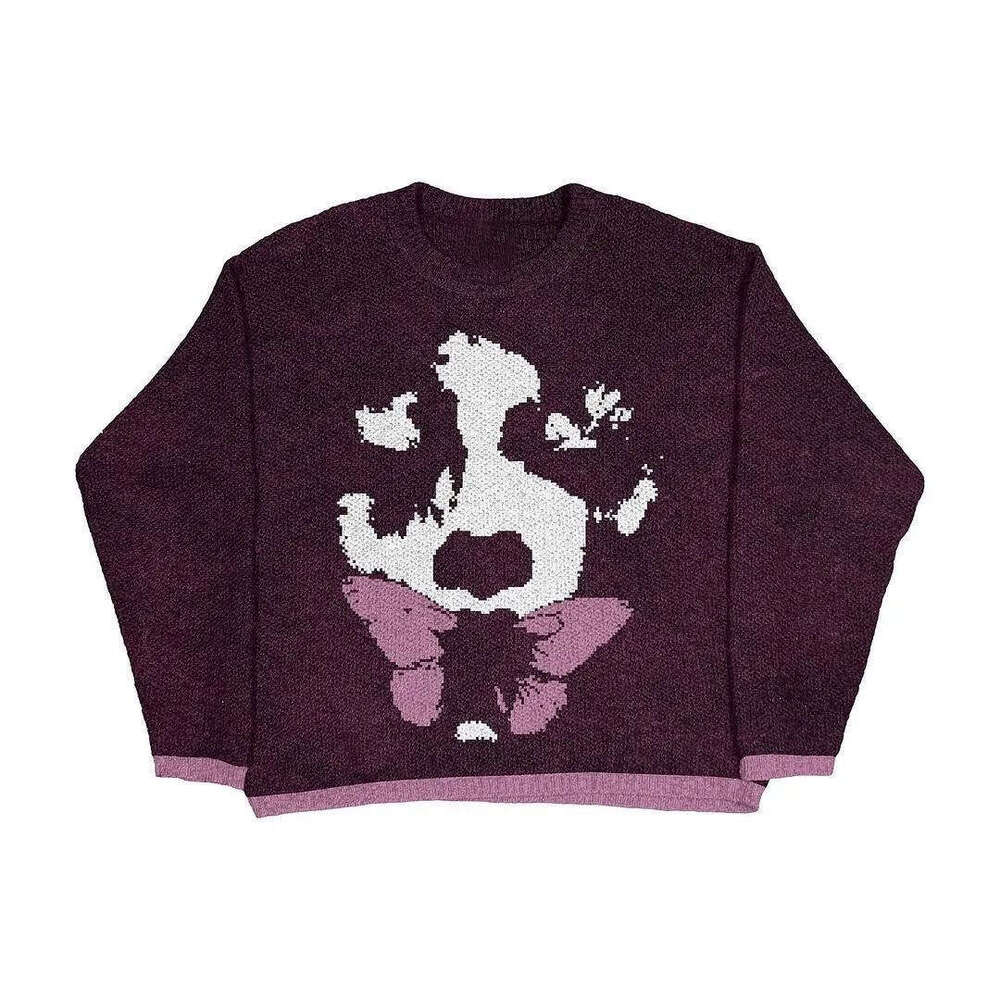 New street loose pullover sweater, personalized casual round neck, autumn frozen warm sweater