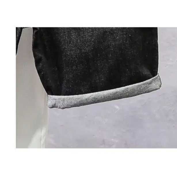 Summer Mens Elastic Slim Fit Denim Shorts Y2K New Harajuku Black Blue Cargo Jeans ShortsT250305