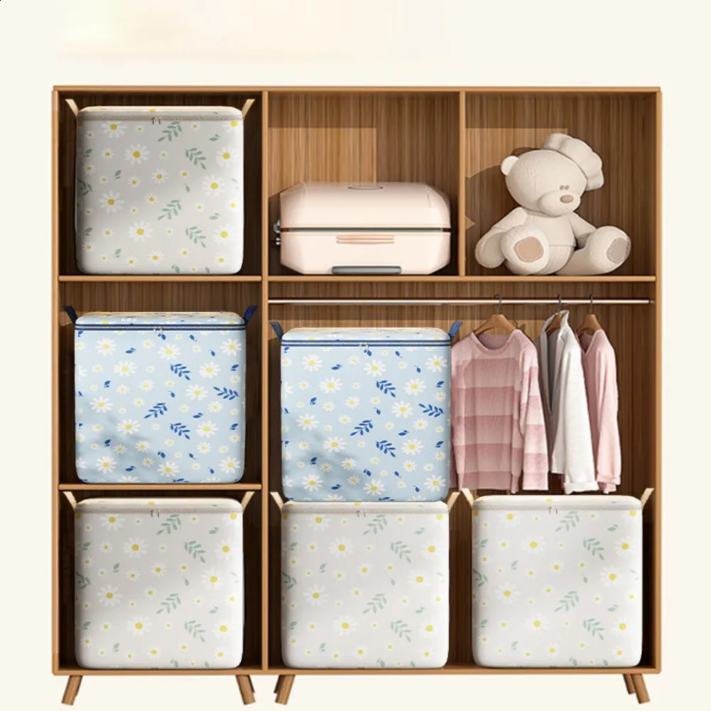 Ship from US Quilt Storage Bag Large Capacity Daisy Clothes Box DustProof MoistureProof Fabric Moving 250305FBB