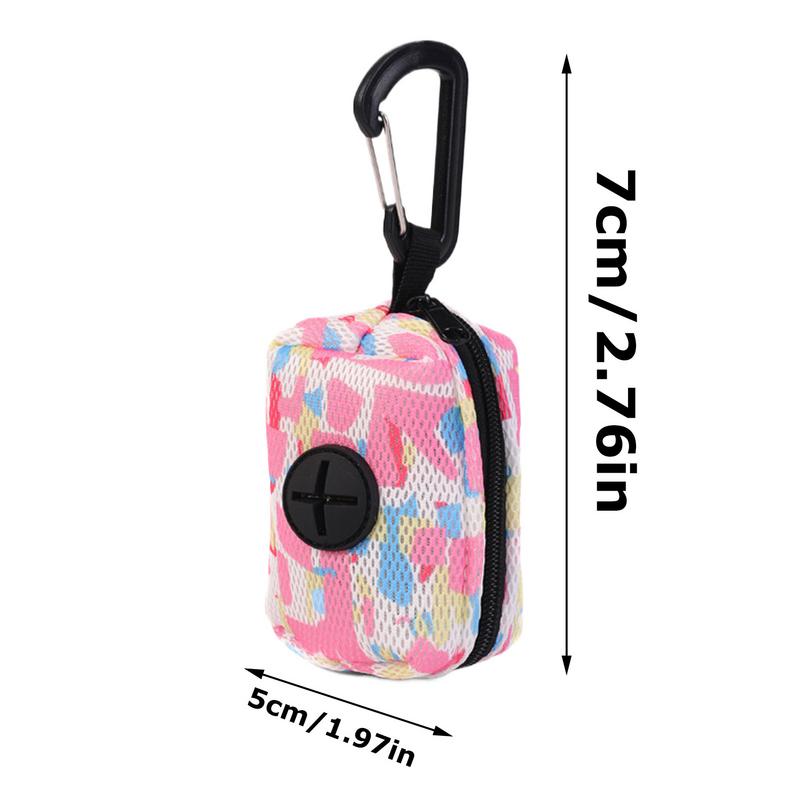 Poop Bag Dispenser Portable Dog Bag Holder Zipper Pouch Pet Waste Dispenser With Carabiner Pet Accessories For Outside Walking