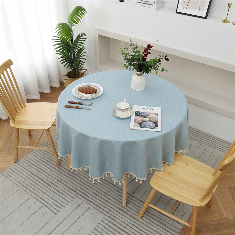 New solid color round table cloth coated waterproof and oil-proof table cloth for home use 52U801