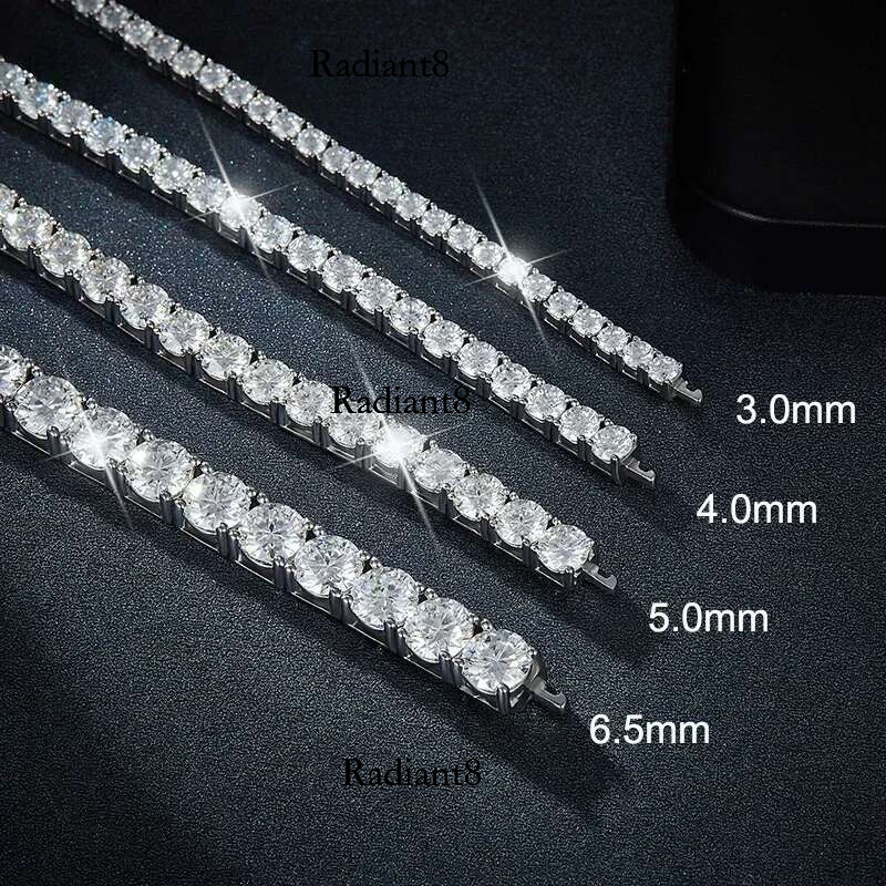 Tezzc 3-6.5mm New Style Full Moissanite Tennis Bracelet S Sterg Sier with GRA Dia Bracelets for Women Man engagement