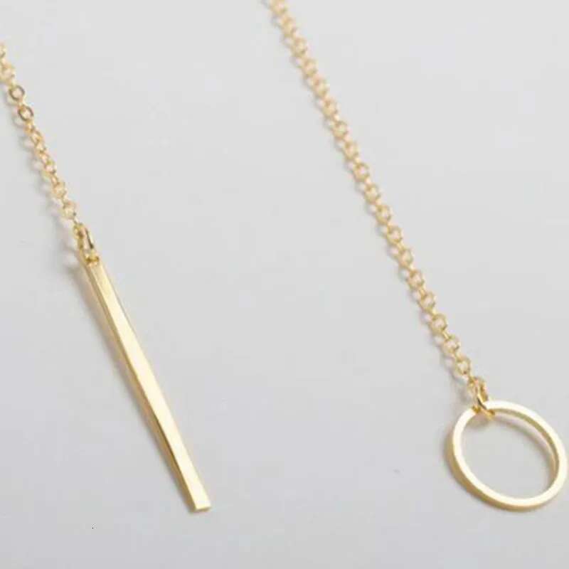 NK547 Punk Women Jewelry Minimalist Tiny Dainty Collier Unique Round Circle Bar Pendant Short Clavicle Necklace For Girl Chain