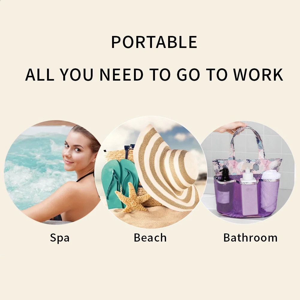 Ship from US Mesh Shower Caddy Tote Bag Portable for College Dorm Room Essentials Travel Beach Swimming Gym 250305FBB
