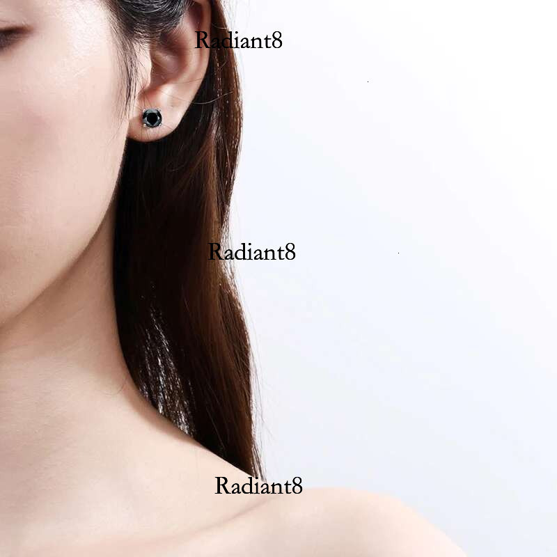 Promotion 0.3-2CT Black Moissanite Stud Earrings for Women Man Sterg Sier Wedding Party Daily Wear Jewelry Gift