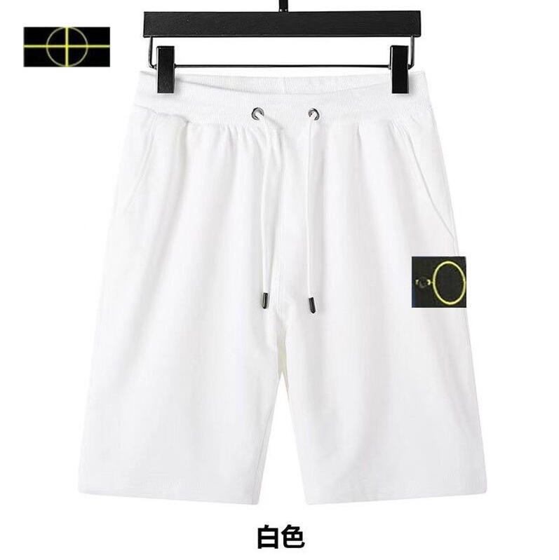 2025 Top material beach stones shorts men's retro islands sports pants pure cotton blue short logo tie women embroidery summer street hot five-point size s-3xl