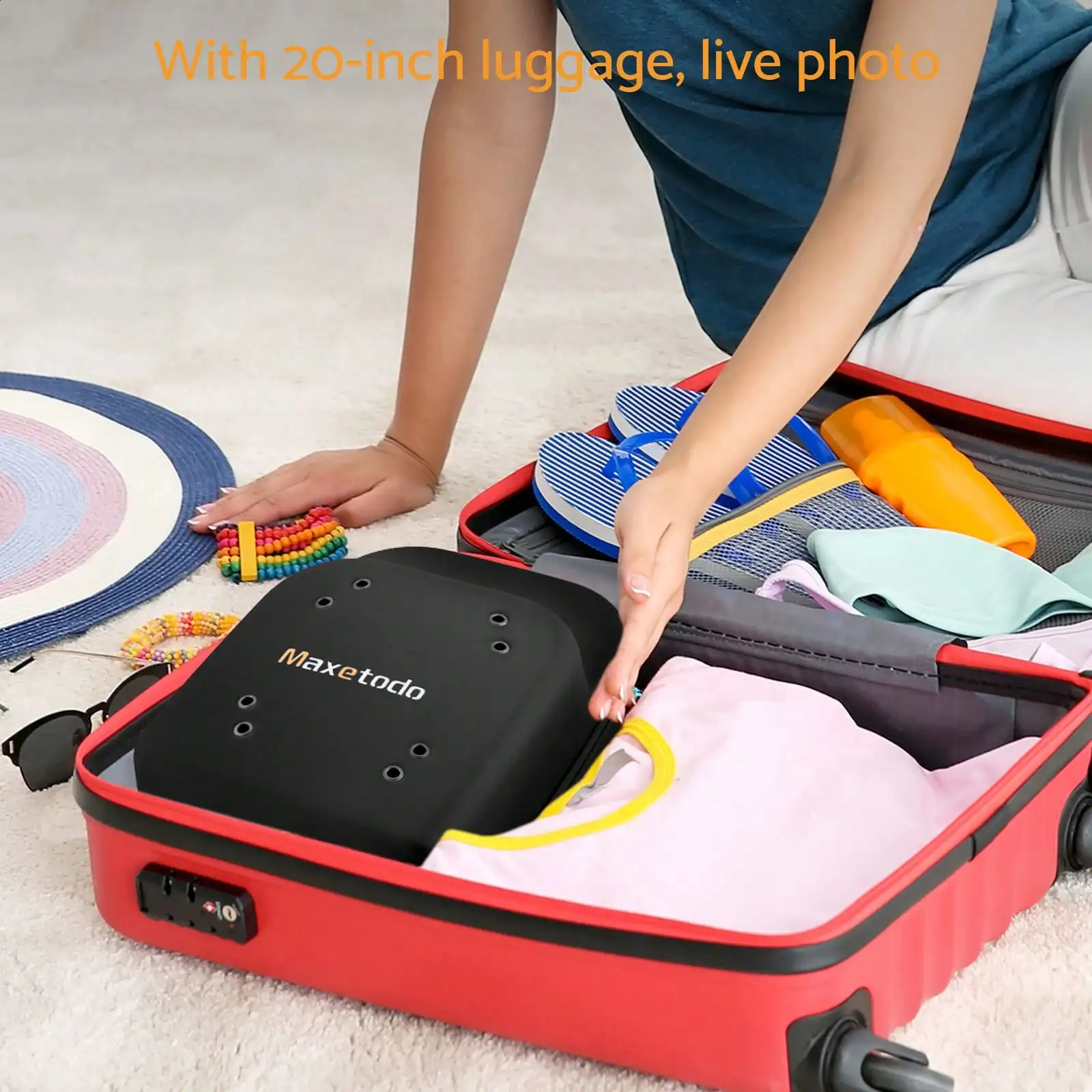 Ship from US Black Hat Travel Storage Bag EVA Waterproof Dustproof Crushproof Box Hold 6 Caps with Handle Shoulder Strap for Daily 250305FBB