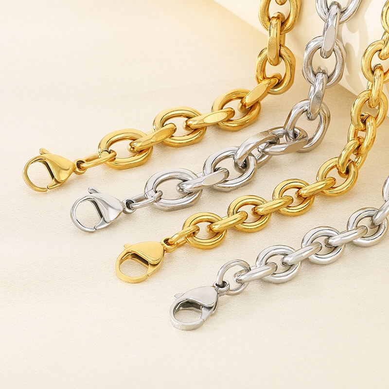 Vintage Stainless Steel Hollow Ball Cuban Chain Bracelet 18k Gold Plated Jewelry for Men Women No Fade