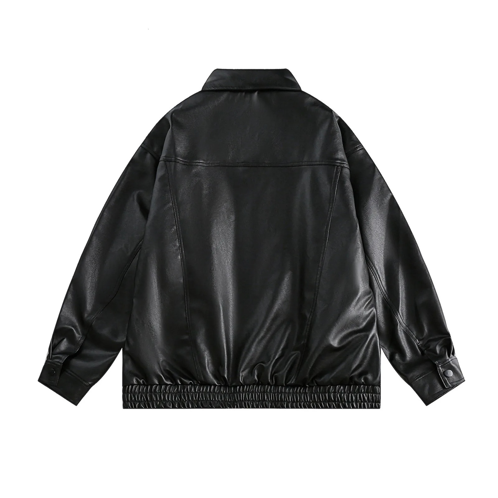 Lightweight Open Front Jacket Coat Outwear Womens Fashion Long Sleeve Oversized Leather Zipper Motorcycle Suit 250226