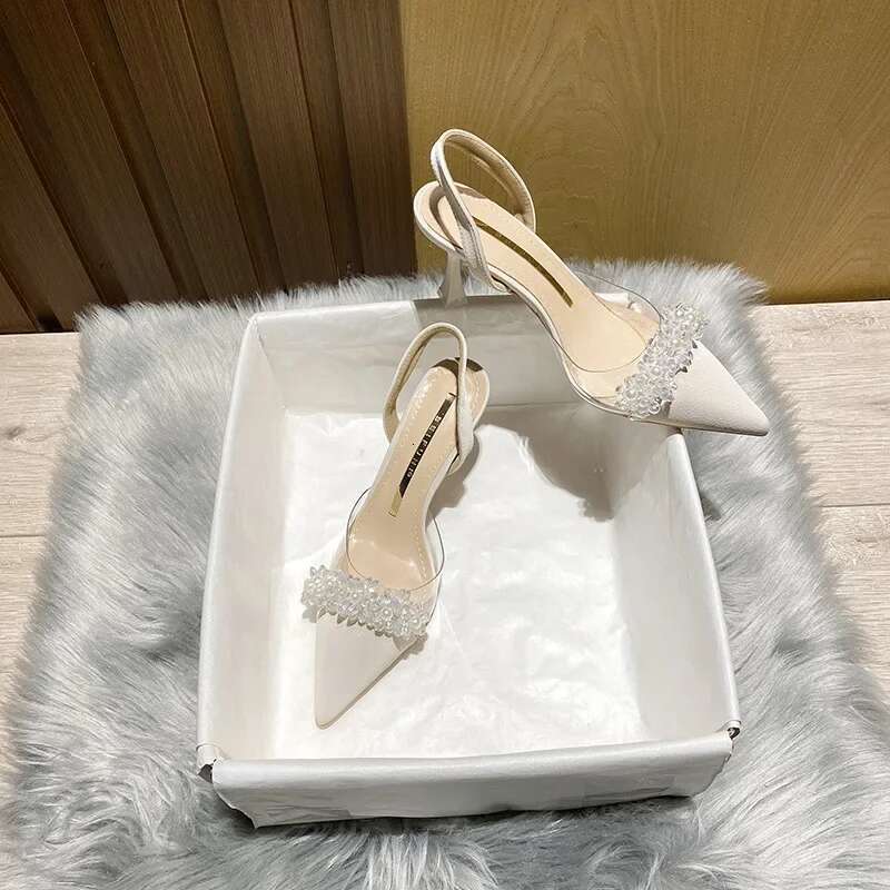 Pumps Women New Crystal Summer Sexy Pointed Toe Thin Heel Party Woman Bg High Heels Shoes Sandals 7.5CM