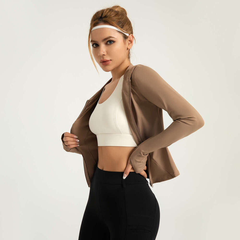 Special Zone Hooded Slim Fit Yoga Elastic Slimming Running And Cycling Solid Color Windproof Sports Coat KLMY