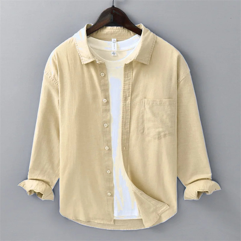 11 color mens linen long sleeved business casual shirt for outdoor shopping loose fit plus size XS6XL 250227Z