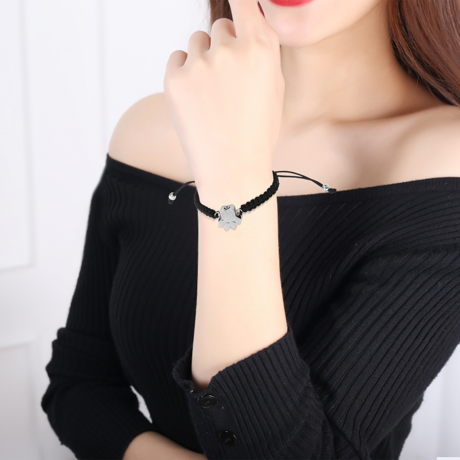 Pet Cremation Bracelet Cat Dog Jewelry Keepsake Ashes Paw Print Urn Urns for Dogs Women