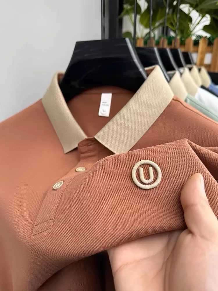 Light luxury fashion letter embroidery short sleeve POLO shirt mens summer New youth casual ice silk breathable golf T-shirtT250225