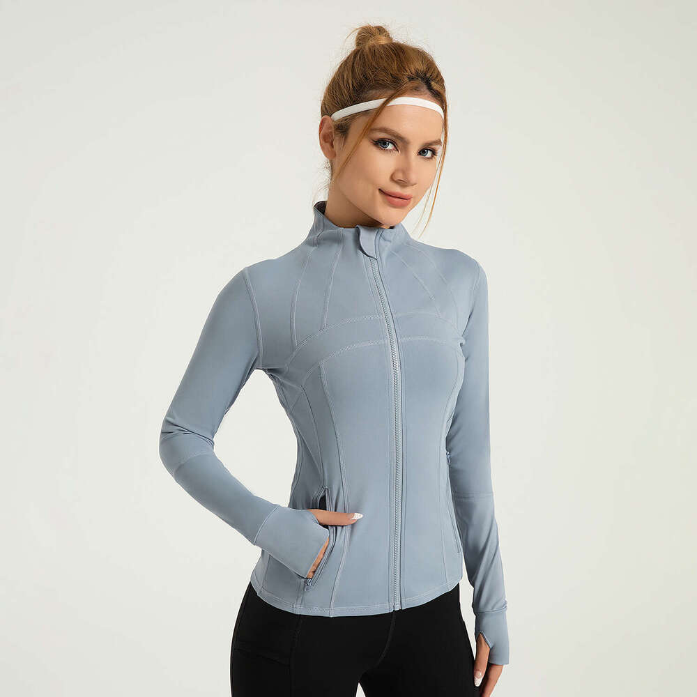 Zone Splicing Fitness Jacket, Breathable Elastic Pocket, Running, Cycling, Sports, Yoga Suit Jacket KLMY