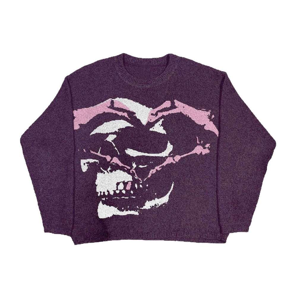 New street loose pullover sweater, personalized casual round neck, autumn frozen warm sweater