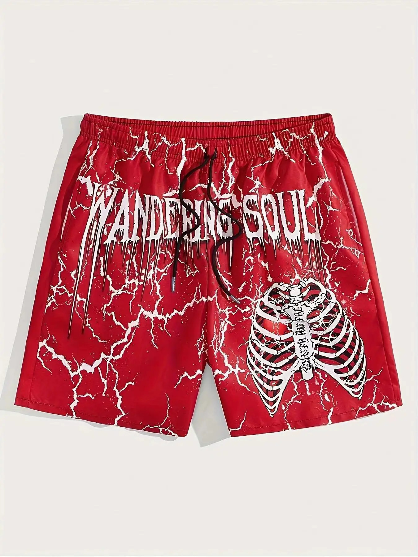 Mens summer skeleton handpainted elements quick drying shorts fashion sports breathable trend comfortable quats 250304