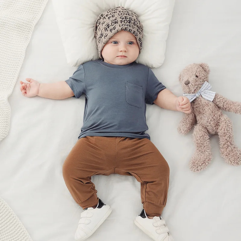 Bamboo Fiber Summer Infant T-Shirt Baby Boys Girls Round Neck Short Sleeve Top Pullover Toddlers Casual borns Tees 250304