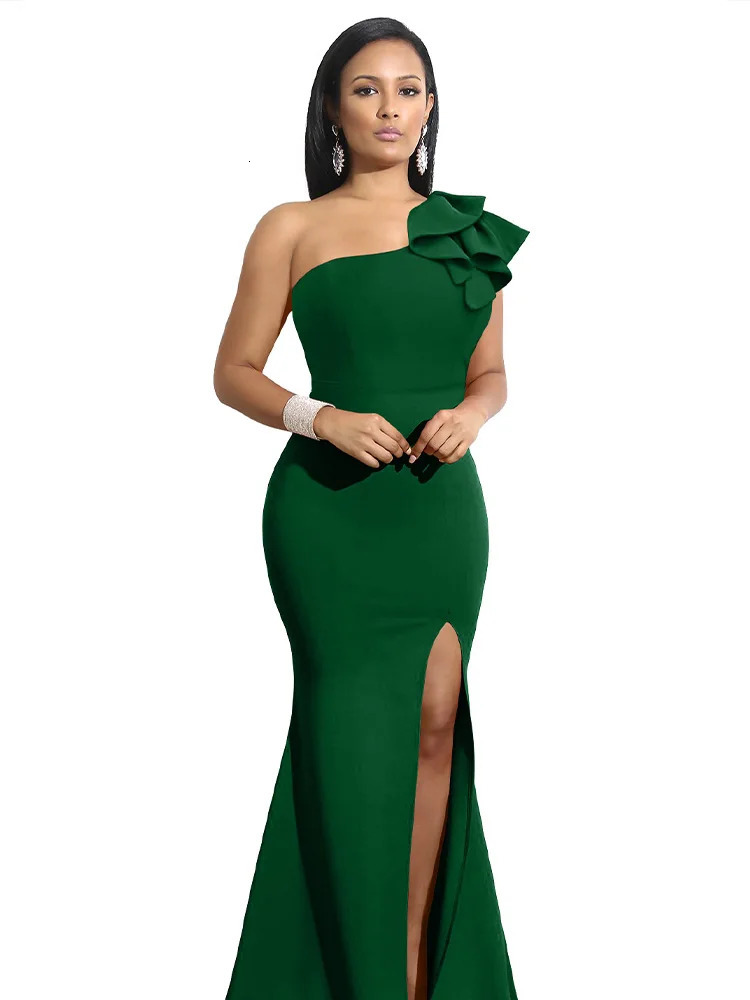 Summer One Shoulder Split Sexy Dress Sleeveless Sloping Shoulders Dresses 250304