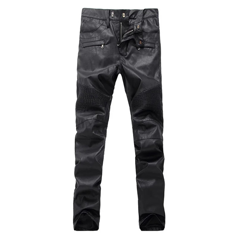 Fashion Mens Pu Leather Pants Waterproof Motorcycle Trousers For Male Size 2840 Windbreak 250304