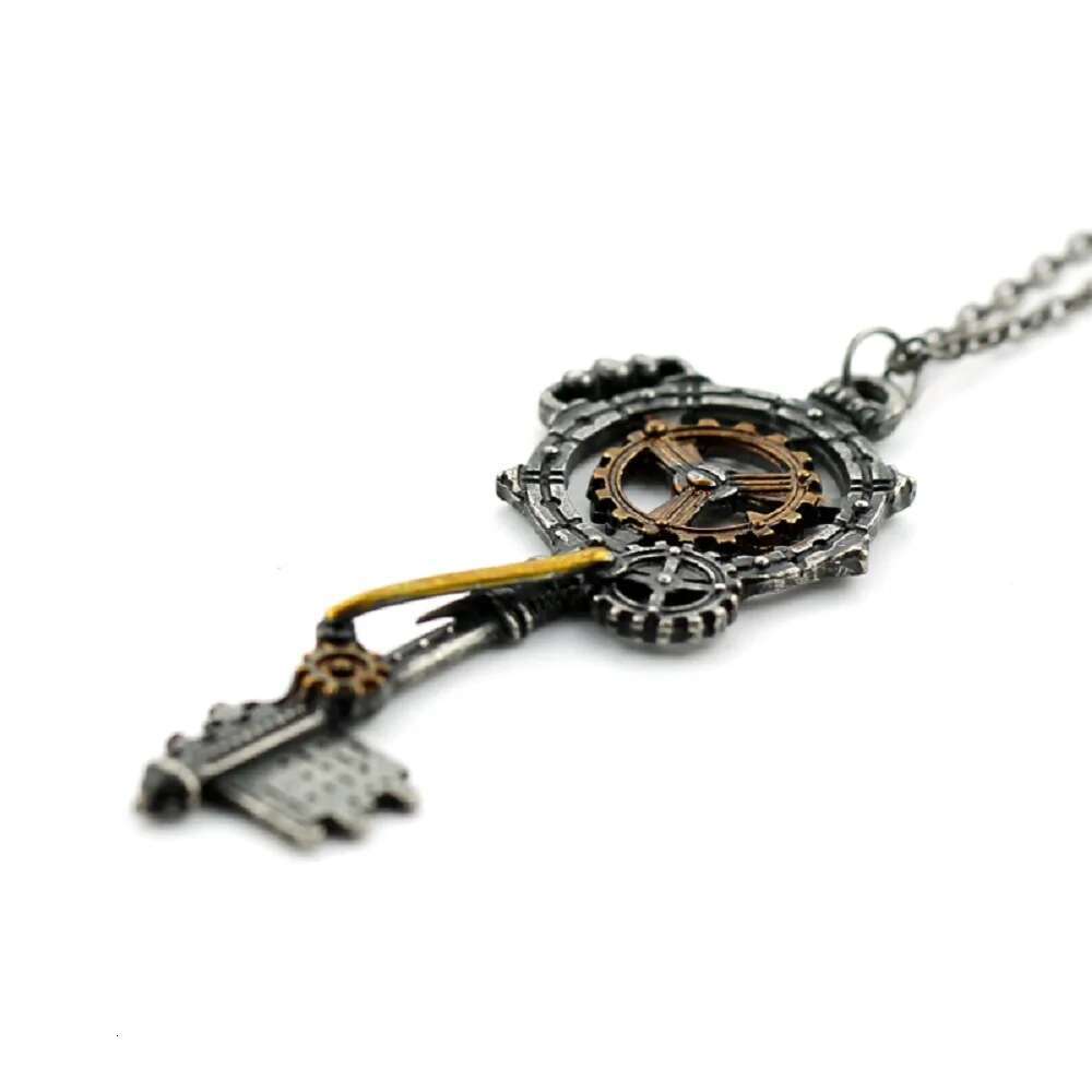 Punk Vintage Pendant Necklace Steampunk Gear Key Metal Alloy Chian Choker Gothic Fashion Jewelry Accessories Gifts