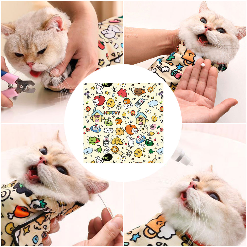 Cat Grooming Wrap，Cat Restraint Bag，Anti-Bite，Anti-Scratch，Cat Calming Wrap，for Medicine Nail Clipping Supplies
