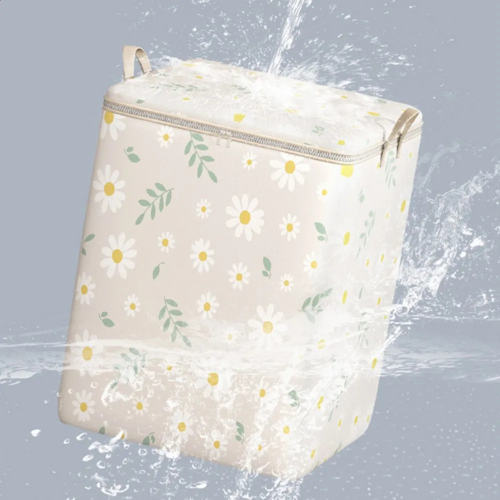 Ship from US Quilt Storage Bag Large Capacity Daisy Clothes Box DustProof MoistureProof Fabric Moving 250305FBB