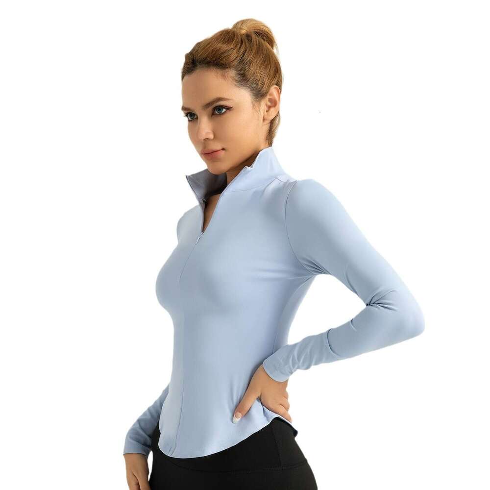 Special Zone Sunscreen Zipper Yoga Clothes Naked, Skin Friendly, Tight, Non Marking, Breathable, Sports And Fitness Top For Women KLMY