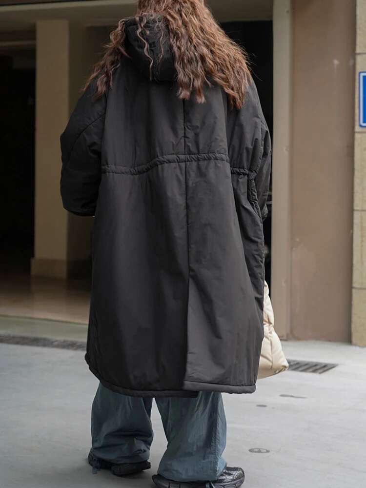hoodie Purple Big Size Cotton-Padded Coat Long Sleeve Loose Fit Women Parkas Fashion Tide New Autumn Winter jacket