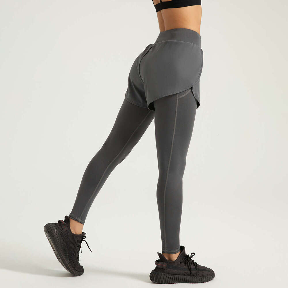 Special Zone Fake Two Pocket Yoga Pants With High Waist And Hip Lift Running Fitness Sports Tights KLMY