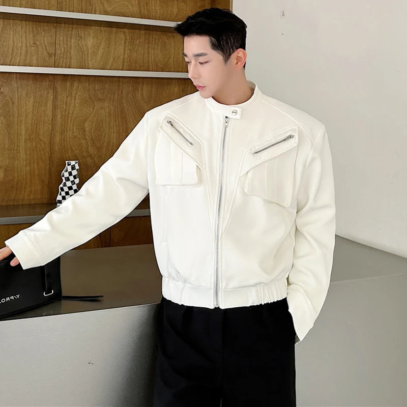 LUZHEN Niche 2025 Trendy Zipper Pockets Splicing n Casual Jacket Mens High Quality Original Stylish Outerwear LZ7925 250304